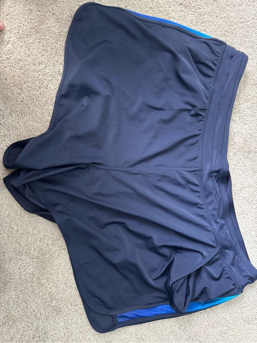 Women’s Navy Swim Shorts with Teal Accent and two pockets